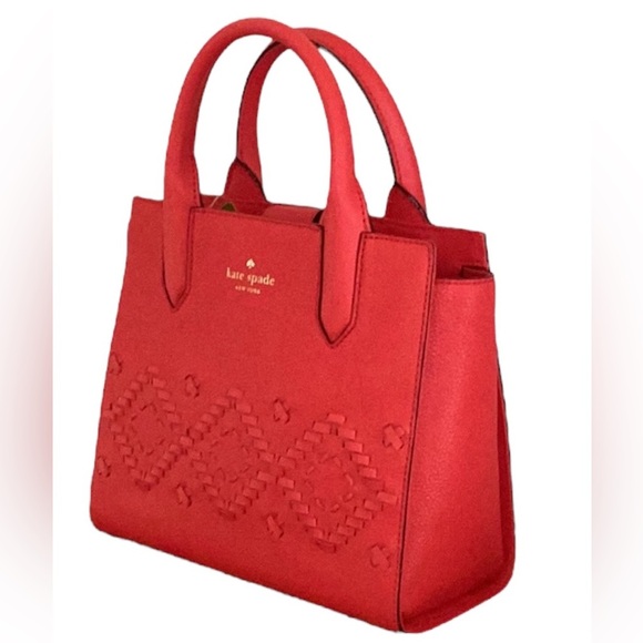 KATE SPADE NWT Prikly Pear Red Leather Satchel Crossbody Meriwether Flyn St. - Picture 5 of 6